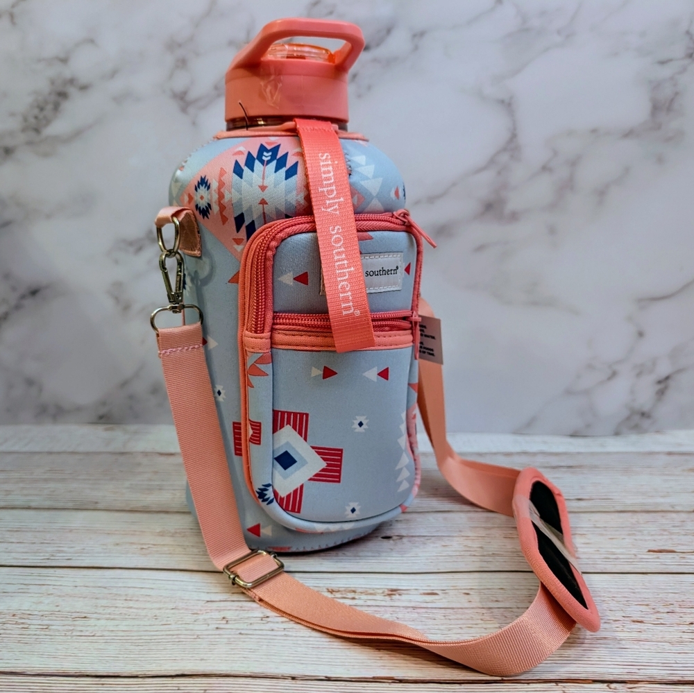 Simply Southern Simply Water Jug- 2L, Pink & Blue Aztec